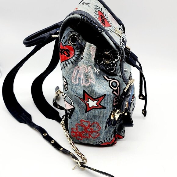 Michael Kors Navy Graphic Backpack - Picture 5 of 16